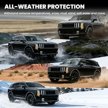 LASFIT Floor Mats for Kia Telluride 2027 (Only Fit Gas, Not Fit Hybrid), All Weather TPE Custom Fit Floor Liners 1st & 2nd & 3rd Row Car Mats Accessories, Black - size: 3)For Kia Telluride | 2027