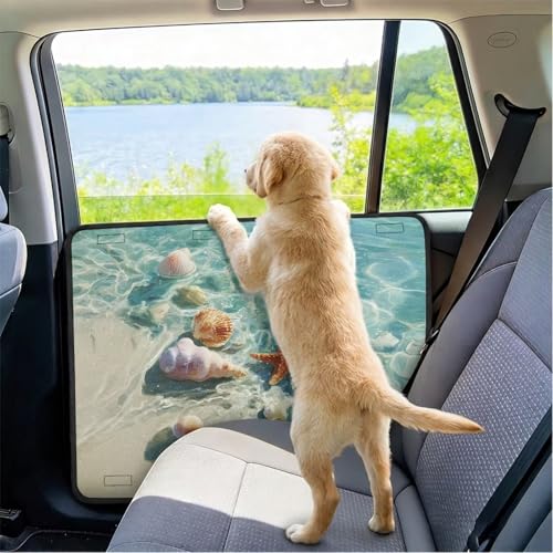 Beach Starfish Shell Dog Car Door Protector, 2 Pack Car Door Protectors from Dog Scratching,Waterproof Doors Protectors for Vehicles,Universal Fit for Cars, Trucks, SUVs - color: Beach Starfish Shell