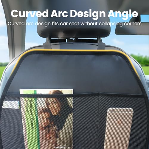 Viaviat Car Seat Protector Large Kick Mat 2 Pack Durable Water Resistant Auto Seat Back Covers with 2 Mesh Pockets Protection Against Dust Mud Scratches (Black, 2-Pack) - color: black