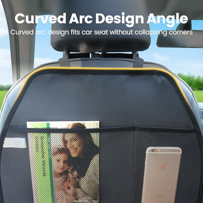 Viaviat Car Seat Protector Large Kick Mat 2 Pack Durable Water Resistant Auto Seat Back Covers with 2 Mesh Pockets Protection Against Dust Mud Scratches (Black, 2-Pack) - color: black