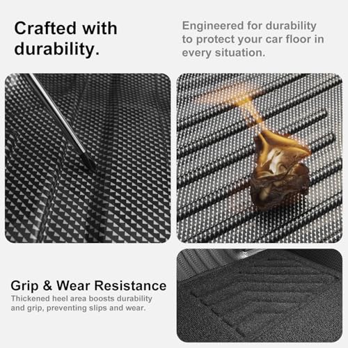 IKABEVEM Upgrade Floor Mats Fit for Toyota Camry (Include Hybrid) 2025+ 1st & 2nd Carbon Fiber Pattern Floor Liners & Black Fabric Front Carpets, 5-PC All Weather Anti-Slip Waterproof Mats - style: (1)Toyota Camry 2025 Floor Mats & 2 Carpets