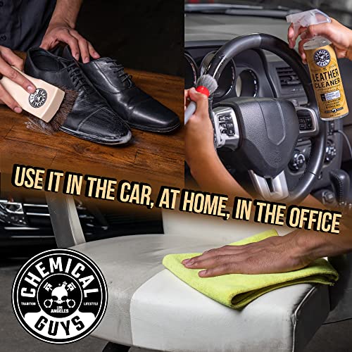 Chemical Guys HOL_113 Leather Lovers Kit for Leather Car Interiors, Furniture, Apparel, Shoes, Sneakers, Boots (Works on Natural, Synthetic, Pleather, Faux Leather and More) (5 Items), 16 oz, Black - size: 16 fl oz (Pack of 1), style: Leather Lovers Kit