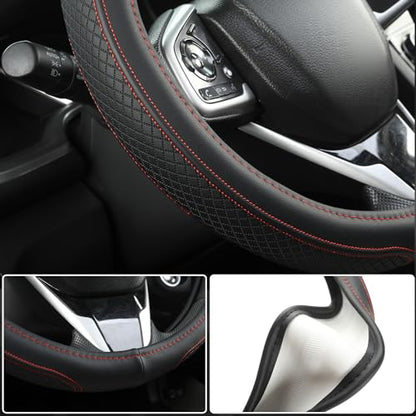 West Llama Customized Auto Car Steering Wheel Cover for Dodge RAM 1500 2500 3500, 15.5-16 inch(Black+Red-Large Size) - color: C-Black+Red