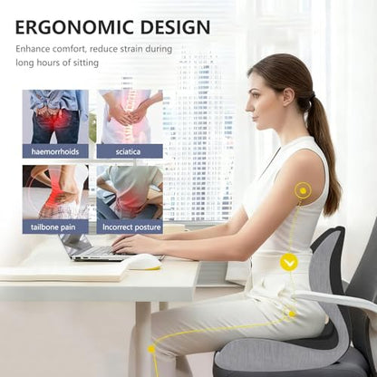 Car Seat Cushion for Long Driving, Office Chair Cushion, Truck Seat Cushion, Memory Foam Seat Cushion Increase Height by 3.94 Inch, Car Seat Cushion for Car, Sciatica & Tailbone Pain Relief
