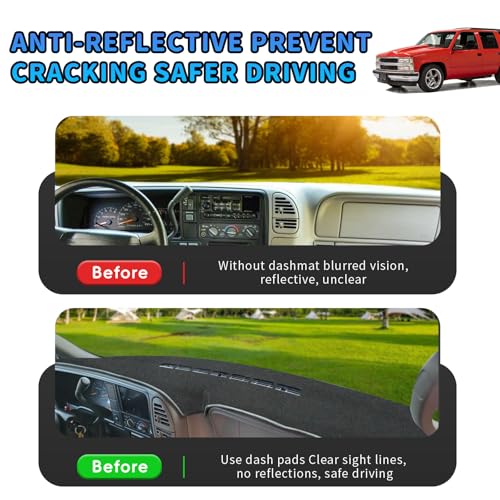 POSAID Dash Cover for 1997-2000 Chevy Chevrolet Silverado/GMC Sierra C1500 C2500 C3500 K1500 K2500 K3500, Dashboard Cover for 1997-1999 Chevy Tahoe/GMC Yukon, for 1999-2000 Cadillac Escalade, Black