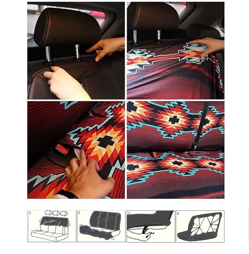 Forchrinse Retro Black American Flag Rear Seat Cover Non-Slip Patriotic Car Seat Cover for Rear Bench,Universal Fit Auto Back Seat Cover Protector Set of 2