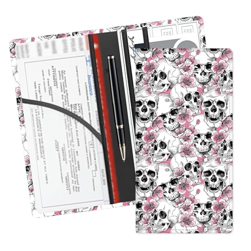 Leather Car Registration and Insurance Card Holder, Cute Car Accessories Vehicle Glove Box Car Organizer for Documents, Cards, License Luxury Skulls - color: Luxury Skulls