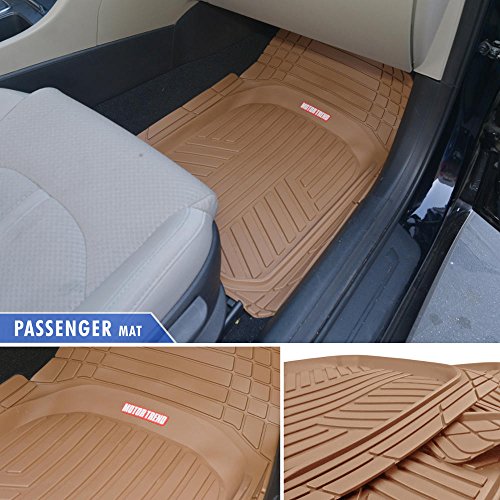 BDK Beige Heavy Duty Front & Rear Rubber Floor Mats Universal Liners for Car SUV Van & Truck, All Weather Protection with Anti-Slip Nibs, Fit Contours of Most Vehicles - color: 933-BG