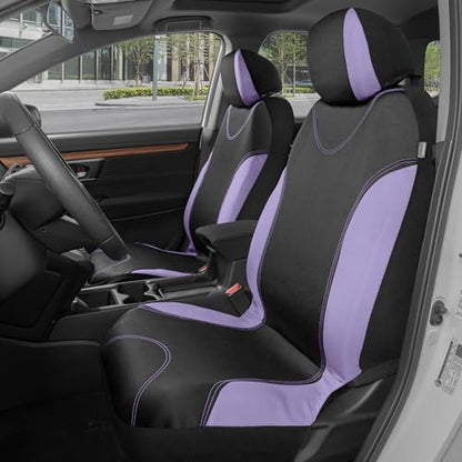 BDK UltraSleek Purple Seat Covers for Cars, Two-Tone Front Seat Covers with Matching Back Car Seat Cover, Made to Fit Most Auto Truck Van SUV, Interior Car Accessories, Full Set - color: Purple