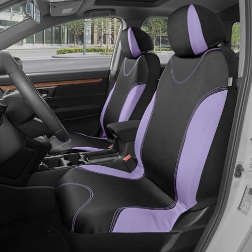 BDK UltraSleek Purple Seat Covers for Cars, Two-Tone Front Seat Covers with Matching Back Car Seat Cover, Made to Fit Most Auto Truck Van SUV, Interior Car Accessories, Full Set - color: Purple