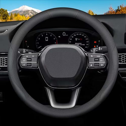 Luxury Microfiber Leather Steering Wheel Cover for Dodge Ram 1500 2500 3500, 15.5-16 Inch Non-Slip Breathable Interior Accessories, Comfortable Grip Anti-Slip Driving (Black)