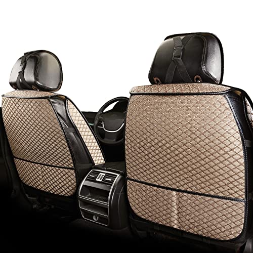 Breathable Car Seat Covers,Luxury Front Seat Covers， Driver Seat Protector,Automotive Seat Covers,Suitable for All Seasons, Universal Fit for Sedan, SUV, Truck (Front Pair, Beige)