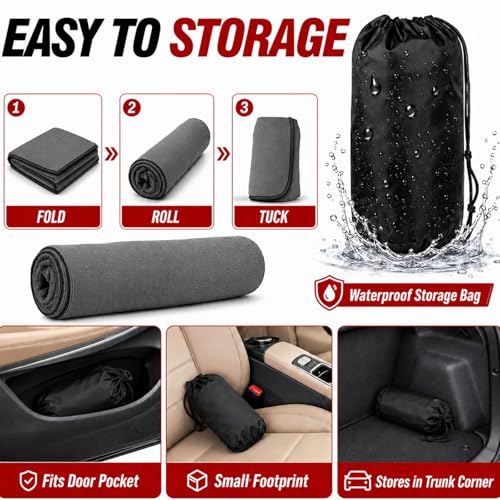 600g Ultra-Thick Car Seat Cover Towel,Heavy-Duty Absorbent Terry Cloth Sweat Protector for Gym,Beach&Athletes,Eco-Friendly Universal Fit for Sedans,SUV&Trucks,Non-Slip Machine Washable-Gray