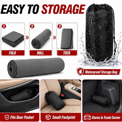 600g Ultra-Thick Car Seat Cover Towel,Heavy-Duty Absorbent Terry Cloth Sweat Protector for Gym,Beach&Athletes,Eco-Friendly Universal Fit for Sedans,SUV&Trucks,Non-Slip Machine Washable-Gray