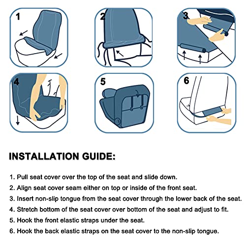 GIANT PANDA Front Car Seat Covers, Bucket Seat Covers, Leather Low Back Auto Seat Covers for Cars, Trucks, Jeep, Van, SUV, Pickup, Airbag Compatible (Beige+Black) - color: Beige(Separate headrest)