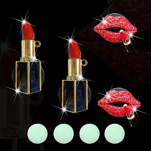 NTRR 4 Pcs Lip Air Vent Clips, Bling Car Fresheners Vents Clips for Women Diamond Diffuser Red Accessories Charm Rhinestone Interior Decor Decoration