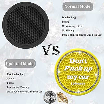 Car Cup Coaster 2 Pack, Universal Cup Holder Inserts, Bling Car Accessories Interior (Yellow, 2PC) - color: Yellow-2pc
