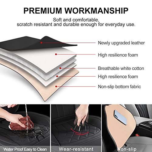 BEITK 2 Pack Leather Front Car Seat Covers, Universal Sideless Car Seat Protectors with Storage Pocket and Seat Belt Pads, Waterproof Automotive Seat Cover for Cars Trucks SUV(Black) - color: front pair black