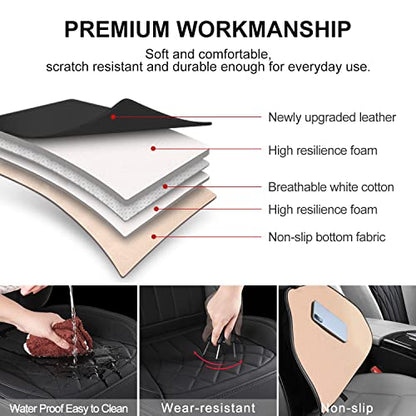BEITK 2 Pack Leather Front Car Seat Covers, Universal Sideless Car Seat Protectors with Storage Pocket and Seat Belt Pads, Waterproof Automotive Seat Cover for Cars Trucks SUV(Black) - color: front pair black