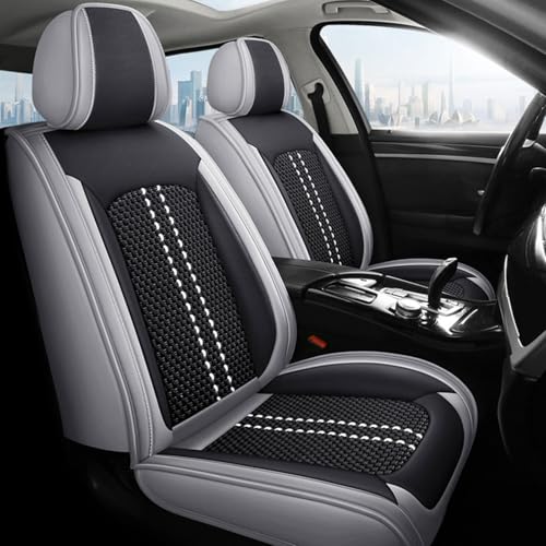SecosAutoparts 5-Seat Car Seat Cover Full Set,Waterproof Leather Seat Covers Protector Universal Fit Most Cars Gray & Black Fit for Toyota Camry Fit for Hyundai Fit for Mercedes Benz Fit for Infiniti - color: Gray & Black