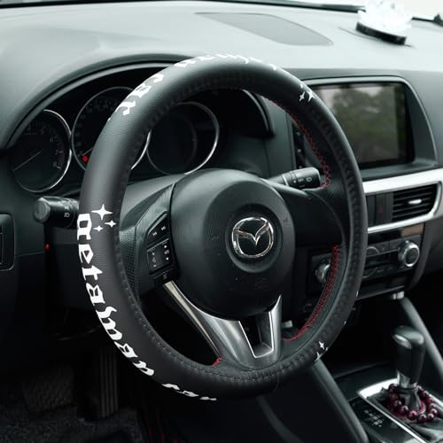 Getaway Car Leather Steering Wheel Cover - 15-inch Universal Microfiber- Soft & Breathable & Silicone Anti Slip Auto Steering Wheel Wrap for Women - color: getaway car