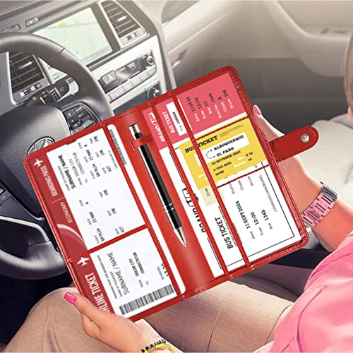 Car Registration and Insurance Card Holder with Magnetic Closure, Leather Vehicle Glove Box Automobile Documents Paperwork Wallet Case Organizer for ID, Driver's License, Key Contact Information Cards