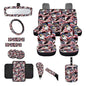 Wanyint Car Seat Cover Set for 4th of July, with Steering Wheel Seat Belt Strap Rearview Mirror Handbrake Gear Shift Knob Cover Rubbish Bin Armrest Pad Coasters, 14 PCS, American Flag Eagle Print - color: American Flag Eagle Print