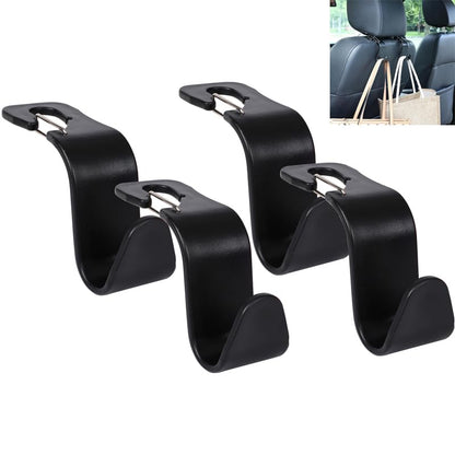 4-Pack 360° Rotating Car Headrest Hooks Vehicle Storage Organizer for Purses Handbags Groceries Backpack Coats – Holds 55lbs Universal Fit with Clip Black - color: Black
