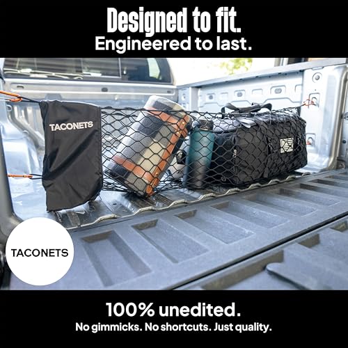 TacoNets Envelope Cargo Net for Colorado/Canyon - Fits 2023-Current - Upgraded 5mm Bungee - Integrated Storage Bag - Heavy Duty Carabiners - Designed in USA - style: Chevy Colorado / GMC Canyon 2023+