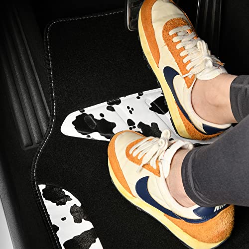 CAR PASS Waterproof Universal Fit Car Floor Mats, Cow Print Car Mats Fit for SUV,Vans,sedans, Trucks,Set of 4pcs Car Carpet with Driver Heel Pad and Nibs Backing,or Cute Women Girly Funny Black White - color: Cow Print