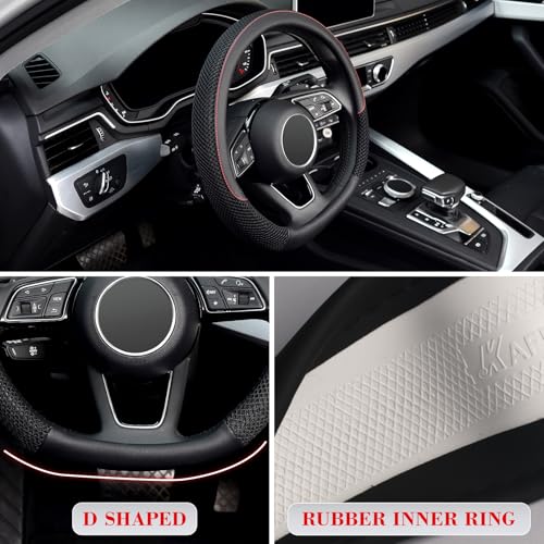 D Shape Steering Wheel Cover, Universal 15 inch, Microfiber Leather Viscose, Breathable, Anti-Slip,Warm in Winter and Cool in Summer, Black - color: black, size: D Shaped Standard Size[14.5"-15"]