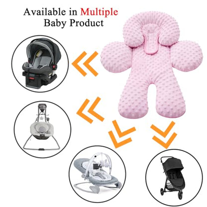 Pro Goleem Infant Car Seat Head Neck Body Support, Ultra-Soft Minky and Microfiber Newborn Car Seat Insert, Perfect for Car Seat, Stroller, 2-in-1 Reversible, Girls, Pink - color: Pink