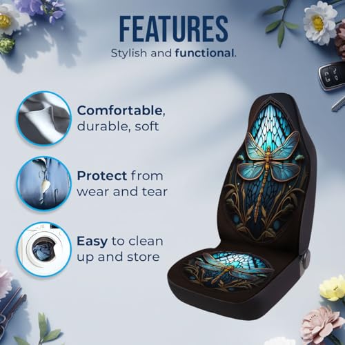 GENANY Dragonfly Car Seat Covers Set of 2, Breathable Front Seat Covers for Truck Sedan SUV, Dragonfly Car Accessories, Gift for Women Men - color: Dragonfly