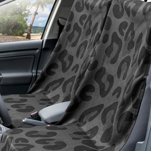 Hahafelt 2 Pack Car Seat Towel Covers with Storage Bag, 63 x 32 Inch Universal Non Slip Waterproof Sweat Protector for Car Truck, Gym Swimming Running, Machine Washable (Black Leopard) - style: Black Leopard
