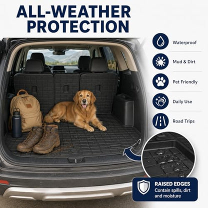 Trunk Mat Compatible with 2020-2025 2026 Kia Telluride Cargo Liner with Backrest Mat Cargo Mat, All-Weather TPE Interior Protectors Cargo Liner Seat Back Cover (Cargo Mat with Backrest Mats) - size: For Kia Telluride | Trunk Mat with Backrest Mat