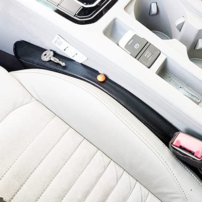 Leather Seat Gap Filler, No Drop Seat Guard Universal for Car SUV, Truck to Fill The Gap Between Seat and Console Black Crevice Plug Drop Blocker Stopper Catcher 2 Pack LB