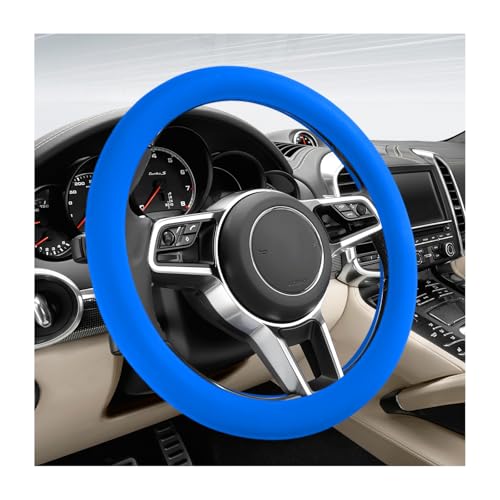 DXNQ Car Steering Wheel Cover, 13 to 14.17 inches Anti-Slip Silicone Steering Wheel Protector, Soft Flexible Shock-Absorbent Steering Wheel Protective Cover for Most Car Models (Dark Blue) - color: Dark Blue
