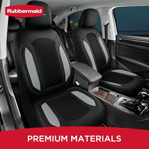 Rubbermaid Leather Mesh Car Seat Covers, Breathable Air Mesh Front Seat Cover, Universal Fit Slip-on Design, Airbag Compatible, Automotive Seat Protector for Most Cars, SUVs, Trucks, Vans-Gray - color: Gray