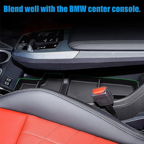 Jaronx Compatible with BMW X1 Center Console Organizer Tray 2023 2024 2025 2026 U11, 2PCS Lower Console Organizer Tray, TPE Storage Box for 2023-2026 BMW X1 Accessories - size: X1 U11 Console Organizer