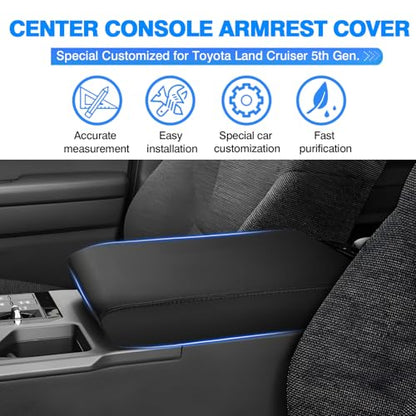 Autorder Center Console Cover for 2024-2025 2026 Toyota Land Cruiser LC250 Accessories Armrest Cover Anti-Scratch Middle Console Pad Leather Armrest Protector - size: 24-26 Land Cruiser