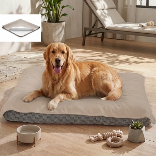 MontVoo Washable Dog Bed Cover, Absorbent Quick Dry Pet Bed Sheet, Easy Hair Removal Couch Covers for Dogs/Cats, 24x35 Inches, Waterproof PU Backing Dog Bed Mat for Car Seat, Crate, Cover Only, Beige - color: Beige, size: 24"x35"