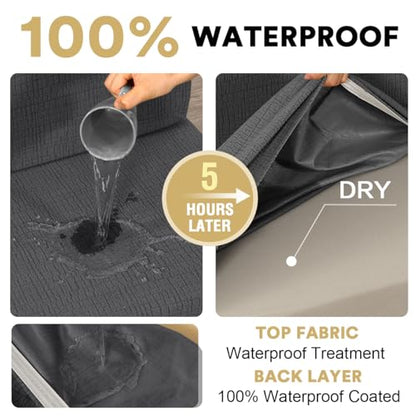 H.VERSAILTEX 100% Waterproof RV Dinette Cushion Covers Stretch Camper Seat Covers Replacement Cushion Covers Washable Seat Covers Jacquard Crizzle Pattern (1 Backrest & 1 Bench Cover, Grey) - color: Grey, size: 1 Set