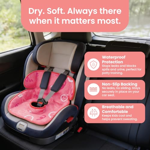 Piddle Pad 2-Pack, Potty Training Car Seat Protector, Toddler Car Seat Cover & Stroller Protector, Machine Washable Waterproof Car Seat, Anti-Slip, Universal Fit (Pink) - color: Pink