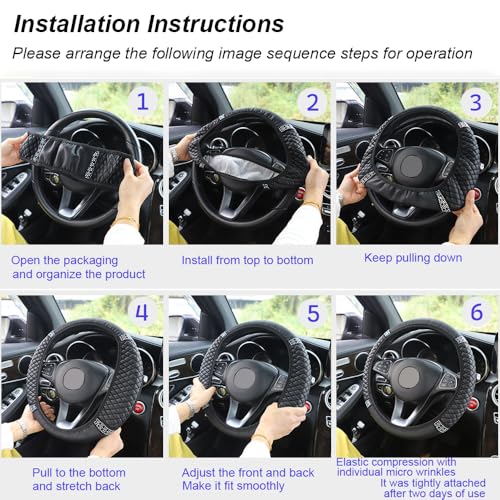 Microfiber Leather Steering Wheel Cover With Anti-Slip Lining Universal Car Accessory for Steering Wheel with a Diameter of 14.5-15 inch (Blue) - color: Blue