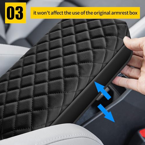 AOMSAZTO Center Console Cover Customized Armrest Cover Compatible with 2015-2019 Hyundai Sonata, Soft Cozy Leather Arm Rest Covering for Car, Well-Make Durable Console Cushion Pad - color: black-1