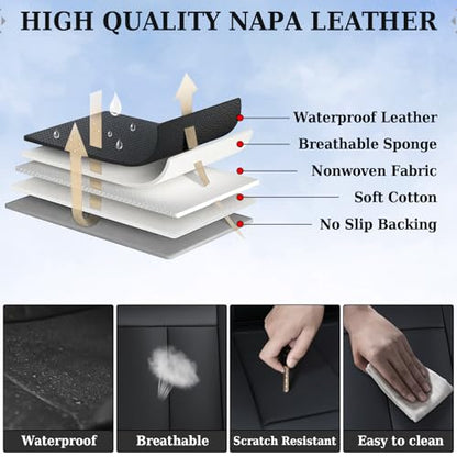 Coverado Car Seat Covers, Back Seat Cover, 3-Pieces Black Rear Car Seat Covers, Waterproof Car Seat Cushion, Car Seat Protector, Leather Seat Cover Seat Protector Universal Fit Most Cars - color: Black