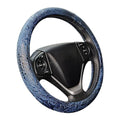 Car Steering Wheel Cover Universal 15 Inch Middle Size Auto Anti-Slip Leather Wheel Protector with Flower Grain Design Blue Style - color: Blue