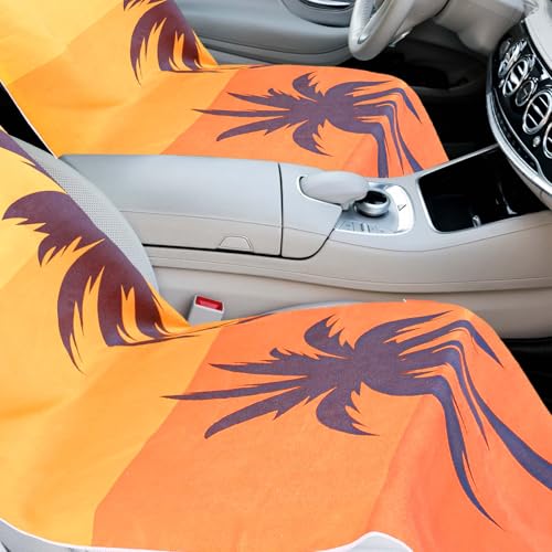 Hahafelt 2 Pack Car Seat Towel Covers with Storage Bag, 63 x 32 Inch Universal Non Slip Waterproof Sweat Protector for Car Truck, Gym Swimming Running, Machine Washable (Beach Palm Trees) - style: Beach Palm Trees