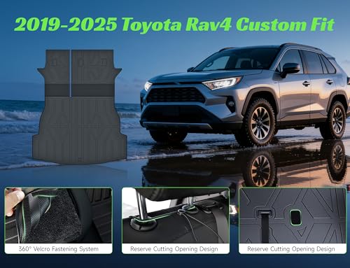 Cargo Trunk Mat with Backrest Mats for Toyota RAV4 2019-2025 (Include Hybrid),All Weather Protection TPE Heavy Duty Cargo Liner RAV4 Accessories,Black - size: Toyota RAV4 2019-2025