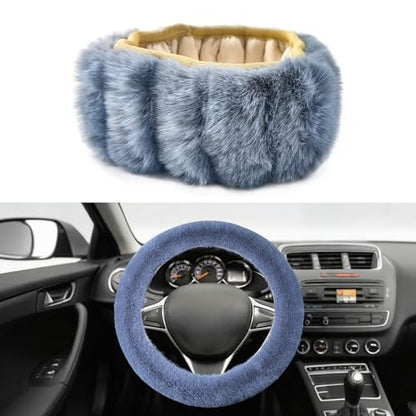 Fluffy Steering Wheel Cover, Winter Warm, Suitable for Most Car Steering Wheels in The 14-15 Inch Range (Grey, 1PCS) - color: Gray, size: 1PCS